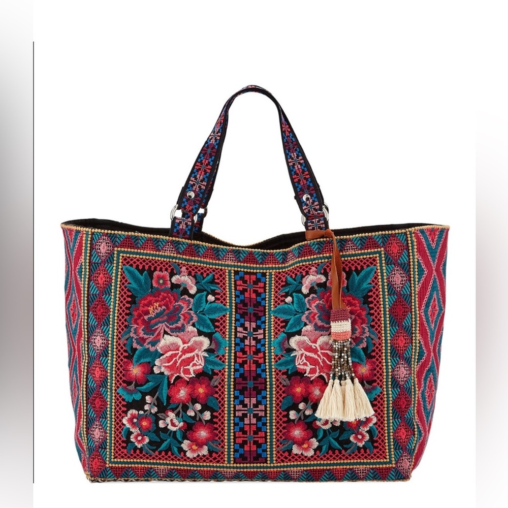🌸Johnny Was Pink and Green Embroidered Tote - Picture 9 of 11